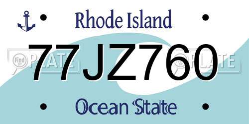 77JZ760 Rhode Island License Plate