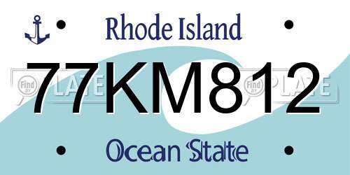 77KM812 Rhode Island License Plate