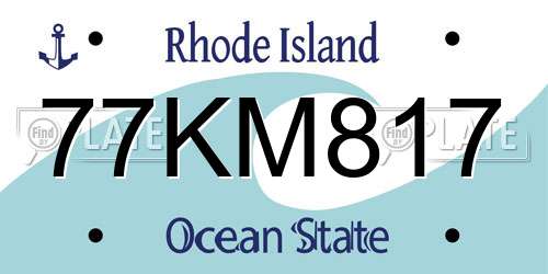 77KM817 Rhode Island License Plate
