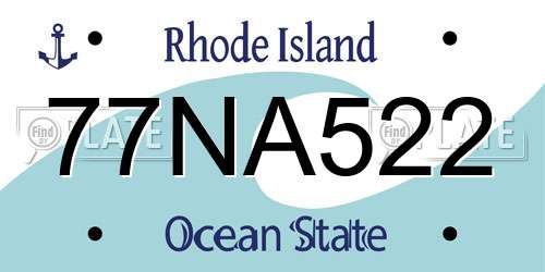 77NA522 Rhode Island License Plate