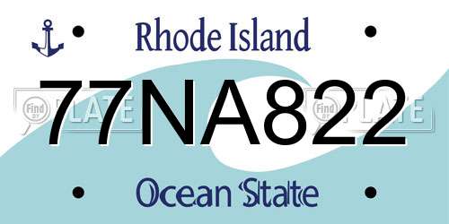 77NA822 Rhode Island License Plate