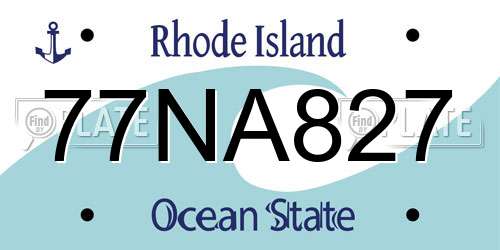 77NA827 Rhode Island License Plate