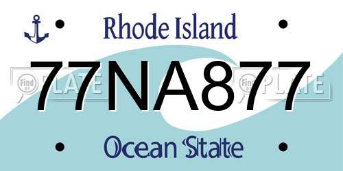 77NA877 Rhode Island License Plate
