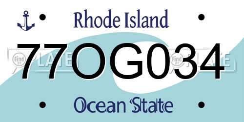 77OG034 Rhode Island License Plate