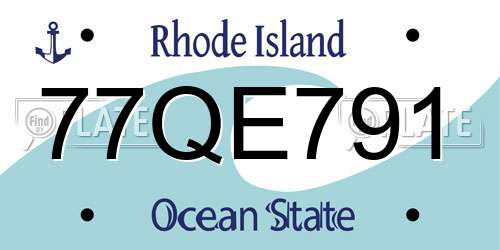 77QE791 Rhode Island License Plate