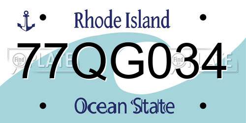77QG034 Rhode Island License Plate