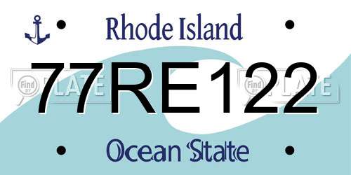 77RE122 Rhode Island License Plate