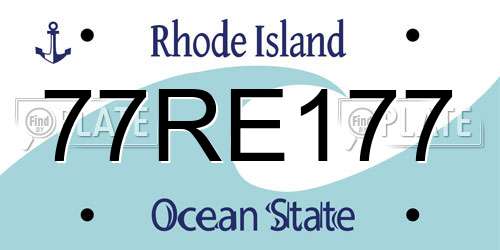 77RE177 Rhode Island License Plate