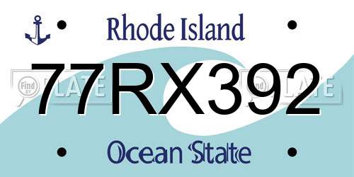 77RX392 Rhode Island License Plate