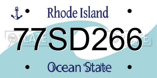 77SD266 Rhode Island License Plate