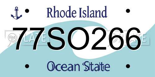 77SO266 Rhode Island License Plate