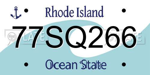 77SQ266 Rhode Island License Plate