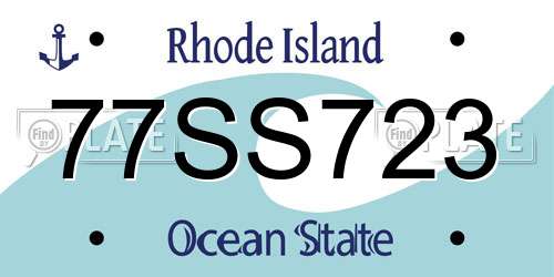 77SS723 Rhode Island License Plate