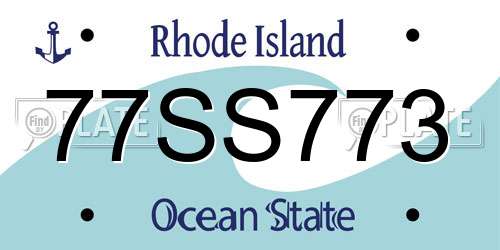 77SS773 Rhode Island License Plate