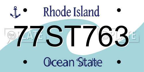77ST763 Rhode Island License Plate