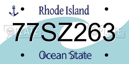 77SZ263 Rhode Island License Plate