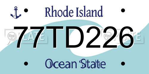77TD226 Rhode Island License Plate