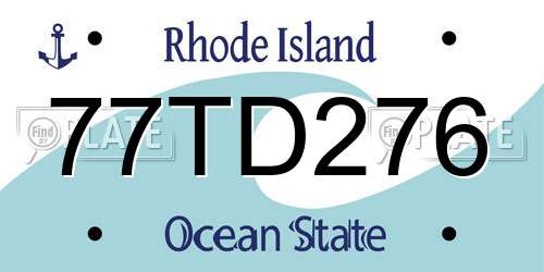 77TD276 Rhode Island License Plate