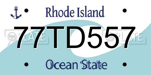 77TD557 Rhode Island License Plate