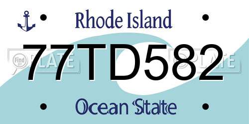 77TD582 Rhode Island License Plate