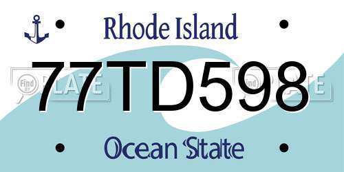 77TD598 Rhode Island License Plate
