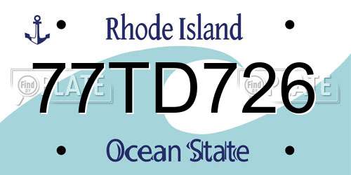 77TD726 Rhode Island License Plate