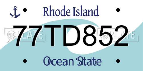 77TD852 Rhode Island License Plate