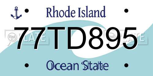 77TD895 Rhode Island License Plate