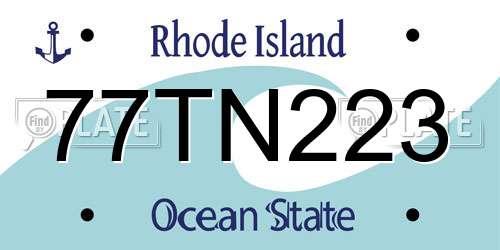 77TN223 Rhode Island License Plate