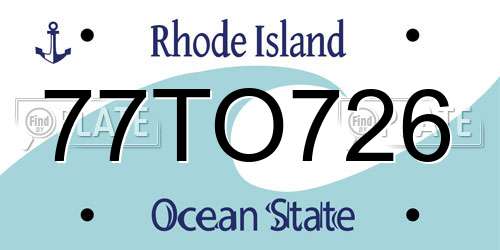 77TO726 Rhode Island License Plate