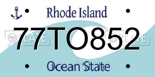 77TO852 Rhode Island License Plate