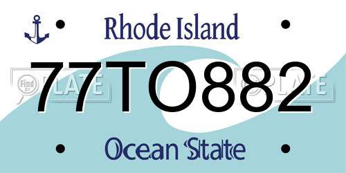 77TO882 Rhode Island License Plate