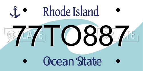 77TO887 Rhode Island License Plate