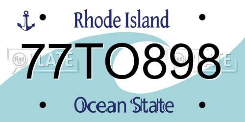 77TO898 Rhode Island License Plate