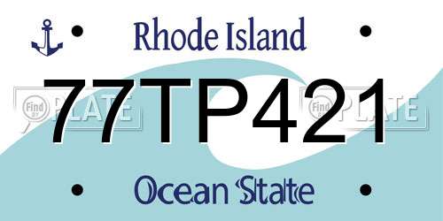 77TP421 Rhode Island License Plate