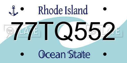 77TQ552 Rhode Island License Plate