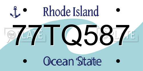 77TQ587 Rhode Island License Plate