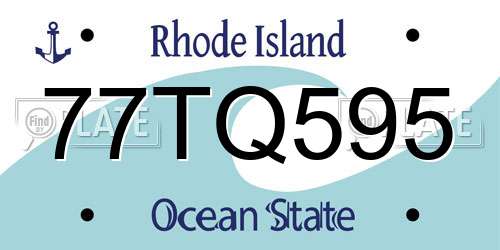 77TQ595 Rhode Island License Plate