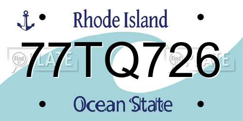 77TQ726 Rhode Island License Plate