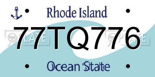 77TQ776 Rhode Island License Plate