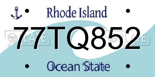 77TQ852 Rhode Island License Plate