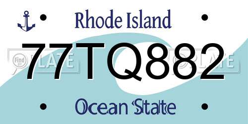 77TQ882 Rhode Island License Plate