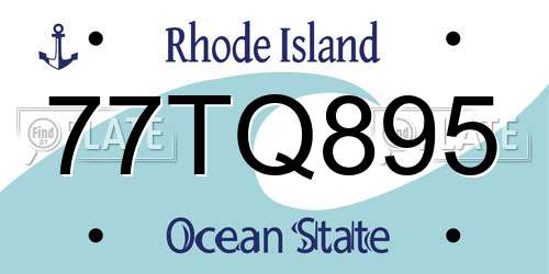 77TQ895 Rhode Island License Plate