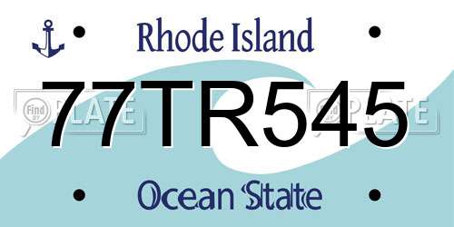 77TR545 Rhode Island License Plate