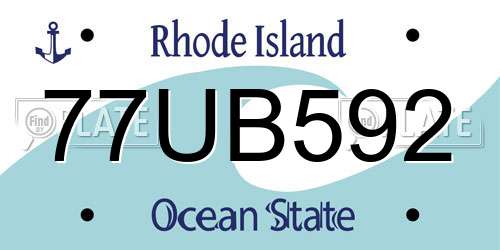 77UB592 Rhode Island License Plate