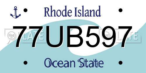 77UB597 Rhode Island License Plate