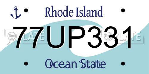77UP331 Rhode Island License Plate