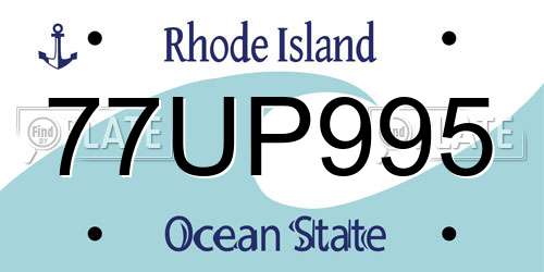 77UP995 Rhode Island License Plate