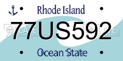 77US592 Rhode Island License Plate