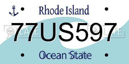 77US597 Rhode Island License Plate